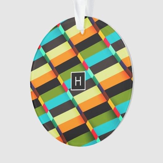 Kleurrijke Moderne Abstracte Strepen & Monogram Ornament (voorkant)