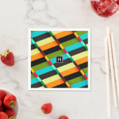 Kleurrijke Moderne Abstracte Strepen & Monogram Servet (Insitu)