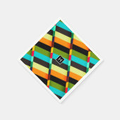 Kleurrijke Moderne Abstracte Strepen & Monogram Servet (Hoek)