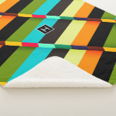 Kleurrijke Moderne Abstracte Strepen & Monogram Sherpa Deken (3/4)