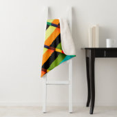 Kleurrijke Moderne Abstracte Strepen & Monogram Sherpa Deken (In situ)