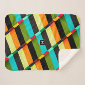 Kleurrijke Moderne Abstracte Strepen & Monogram Sherpa Deken (Voorkant (horizontaal))