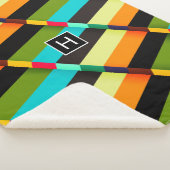 Kleurrijke Moderne Abstracte Strepen & Monogram Sherpa Deken (3/4)