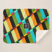 Kleurrijke Moderne Abstracte Strepen & Monogram Sherpa Deken (Voorkant (horizontaal))