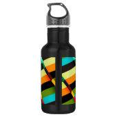 Kleurrijke Moderne Abstracte Strepen & Monogram Waterfles (Achterkant)