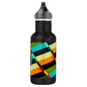 Kleurrijke Moderne Abstracte Strepen & Monogram Waterfles (Rechts)
