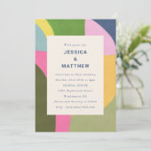 Kleurrijke, moderne Abstracte unieke bruiloft Kaart (Staand voorkant)