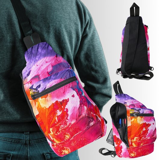 Kleurrijke, moderne Abstracte verf, alles-over-dru Sling Bag