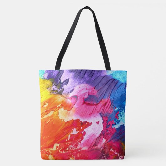Kleurrijke, moderne Abstracte verf, alles-over-dru Tote Bag (Voorkant)