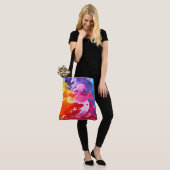 Kleurrijke, moderne Abstracte verf, alles-over-dru Tote Bag (Op model)