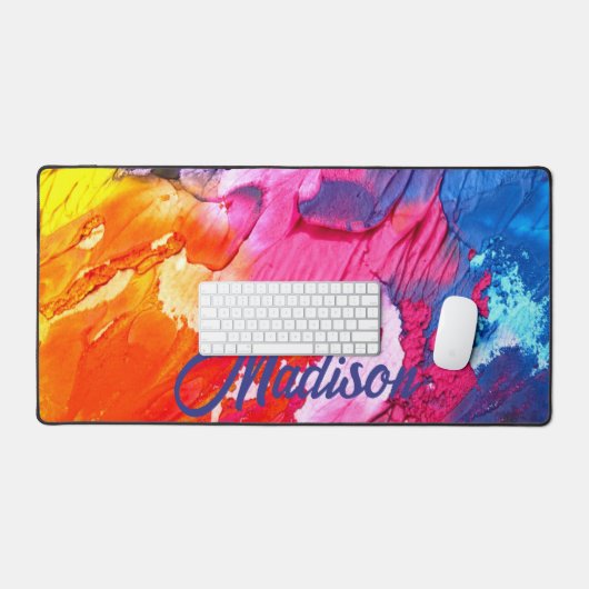 Kleurrijke moderne Abstracte verf Personaliseer na Bureaumat (Keyboard & Muis)