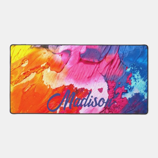 Kleurrijke moderne Abstracte verf Personaliseer na Bureaumat (Voorkant)