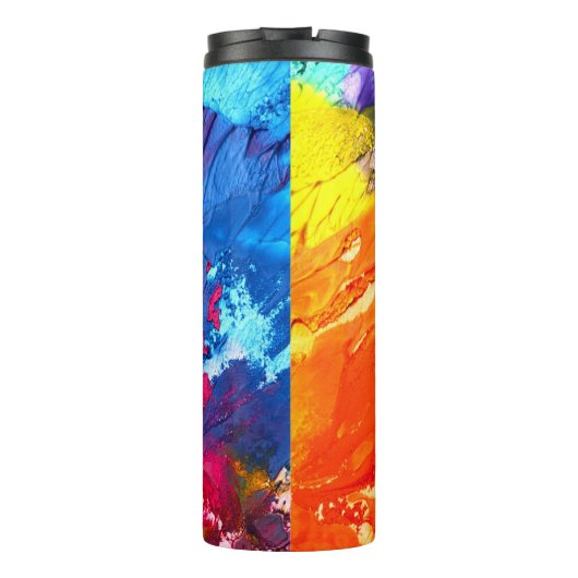 Kleurrijke moderne Abstracte verf Thermosbeker (Achterkant)