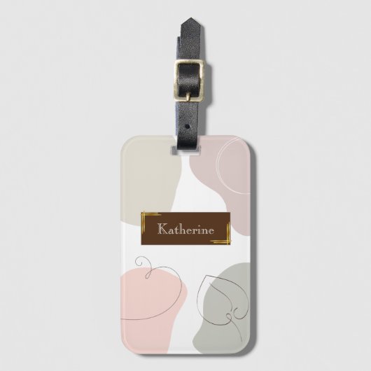 Kleurrijke Moderne Abstracte Vormen Monogram Bagagelabel (Voorkant (verticaal))