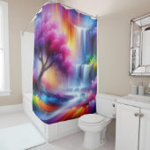 Kleurrijke moderne Abstracte waterval Wald Landsca Douchegordijn (In situ)