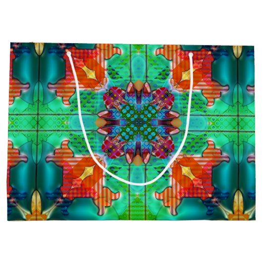 Kleurrijke moderne Abstracte Waterverf kerst Groot Cadeauzakje (Achterkant)