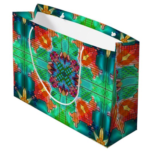 Kleurrijke moderne Abstracte Waterverf kerst Groot Cadeauzakje (Achterkant Gekanteld)