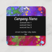 Kleurrijke moderne abstracte waterverf spat vet vierkante visitekaartje (Achterkant)