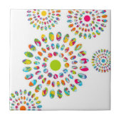 Kleurrijke moderne abstracte zonnebloemen tegeltje (Voorkant)