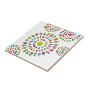 Kleurrijke moderne abstracte zonnebloemen tegeltje