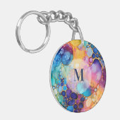 Kleurrijke moderne alcoholinkt waterverven achterg sleutelhanger (Voorkant Links)
