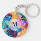 Kleurrijke moderne alcoholinkt waterverven achterg sleutelhanger (Achterkant)