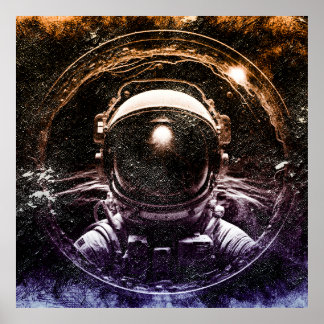 Kleurrijke moderne astronaut in de ruimte poster