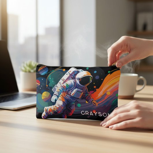 Kleurrijke moderne astronaut ruimte gepersonalisee etui