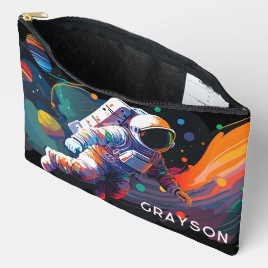 Kleurrijke moderne astronaut ruimte gepersonalisee etui (Open)