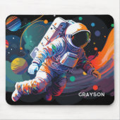 Kleurrijke moderne astronaut ruimte gepersonalisee muismat (Voorkant)