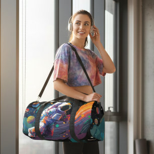 Kleurrijke moderne astronaut ruimte gepersonalisee plunjezak