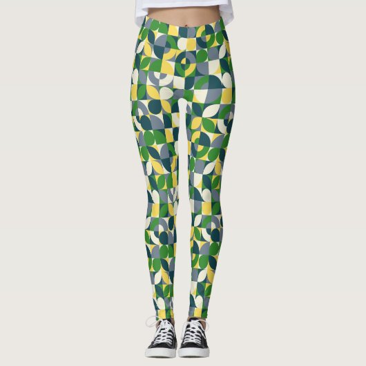 Kleurrijke moderne Bauhaus Abstracte geometrische  Leggings (Voorkant)