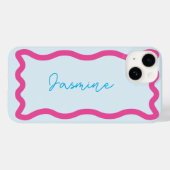 Kleurrijke Moderne Blauwe en Roze Monogram Golvend Case-Mate iPhone Case (Achterkant (horizontaal))