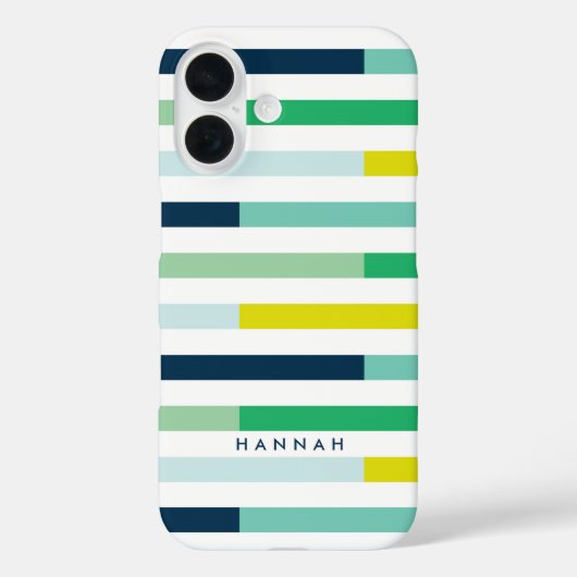 Kleurrijke moderne blauwgroene turkooisstripes Case-Mate iPhone case (Achterkant)