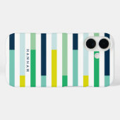 Kleurrijke moderne blauwgroene turkooisstripes Case-Mate iPhone case (Achterkant (horizontaal))