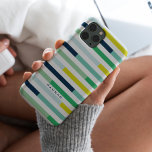 Kleurrijke moderne blauwgroene turkooisstripes Case-Mate iPhone 14 pro hoesje<br><div class="desc">Vette strepen in de marine,  de munt,  de aqua,  blauwgroen,  de limoen,  groen,  mosterd,  geel. Dit telefoongeval is stijlvol en modern,  met jouw naam of gepersonaliseerd bericht.</div>