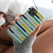 Kleurrijke moderne blauwgroene turkooisstripes Case-Mate iPhone case