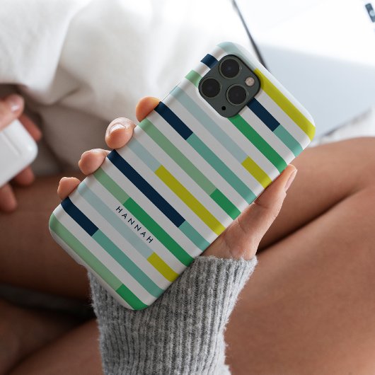 Kleurrijke moderne blauwgroene turkooisstripes Case-Mate iPhone case