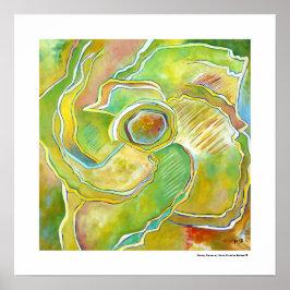 Kleurrijke moderne bloem abstracte kunst geel groe poster