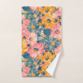 Kleurrijke moderne bloemen bloemenpatroon bad handdoek (Handdoek)