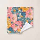 Kleurrijke moderne bloemen bloemenpatroon bad handdoek (Wasdoekje)