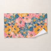 Kleurrijke moderne bloemen bloemenpatroon bad handdoek (Handdoek)