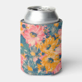 Kleurrijke moderne bloemen bloemenpatroon blikjeskoeler (Blikje Voorkant)