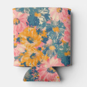 Kleurrijke moderne bloemen bloemenpatroon blikjeskoeler (Achterkant)