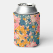 Kleurrijke moderne bloemen bloemenpatroon blikjeskoeler (Blikje Achterkant)