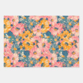 Kleurrijke moderne bloemen bloemenpatroon inpakpapier vel (Voorkant 3)