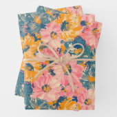 Kleurrijke moderne bloemen bloemenpatroon inpakpapier vel (In situ)
