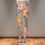 Kleurrijke moderne bloemen bloemenpatroon leggings<br><div class="desc">Kleurrijke moderne bloemen bloemenpatroon</div>