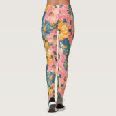Kleurrijke moderne bloemen bloemenpatroon leggings (Achterkant)