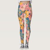Kleurrijke moderne bloemen bloemenpatroon leggings (Voorkant)